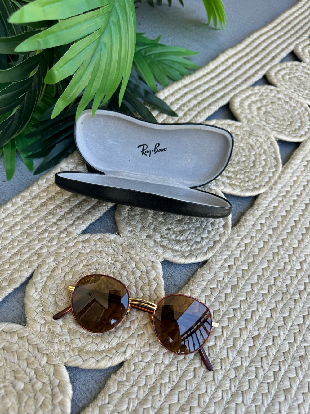 Vintage Ray-Ban Rituals Tortoiseshell & Gold Round Sunglasses rare